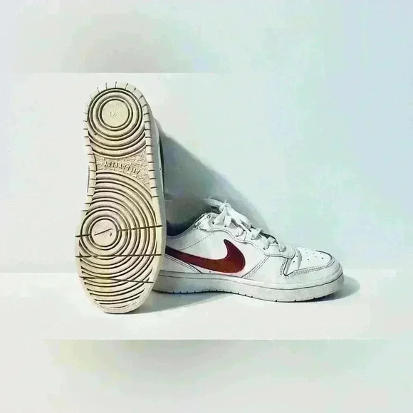 Nike | Court Borough Low 2, White with Copper/Vivid Purple, Unisex Big Kids 5Y - Picture 6 of 10